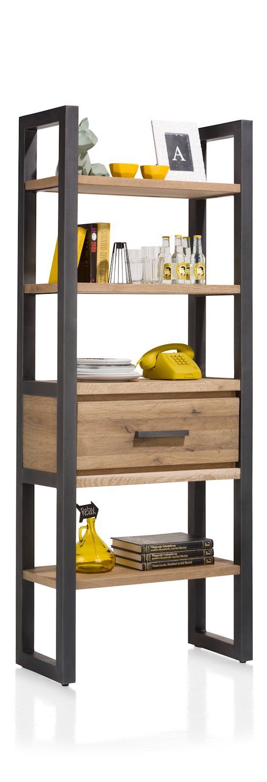 Boekenkast 1l+5n 75cm Brooklyn  37143RWB | 4